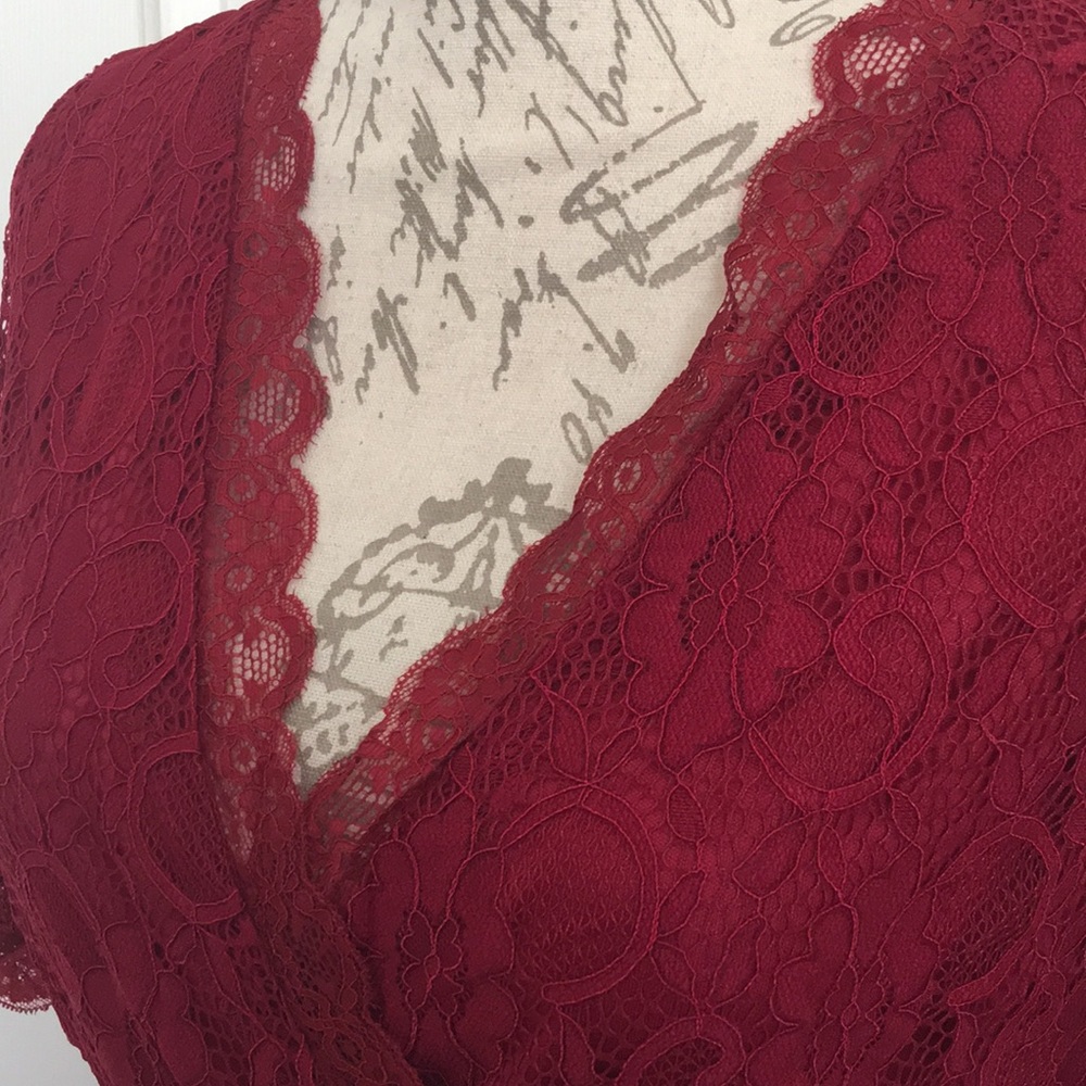 Plus Size Lace V neck cocktail dress - Picture 4 of 11